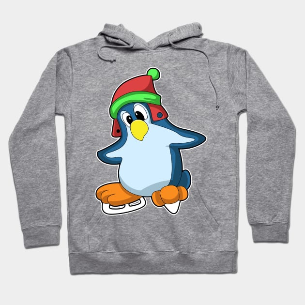 Penguin at Ice skating with Ice skates Hoodie by Markus Schnabel